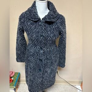 Italian Cozy Blue Wool/Mohair Sweater Jacket, M